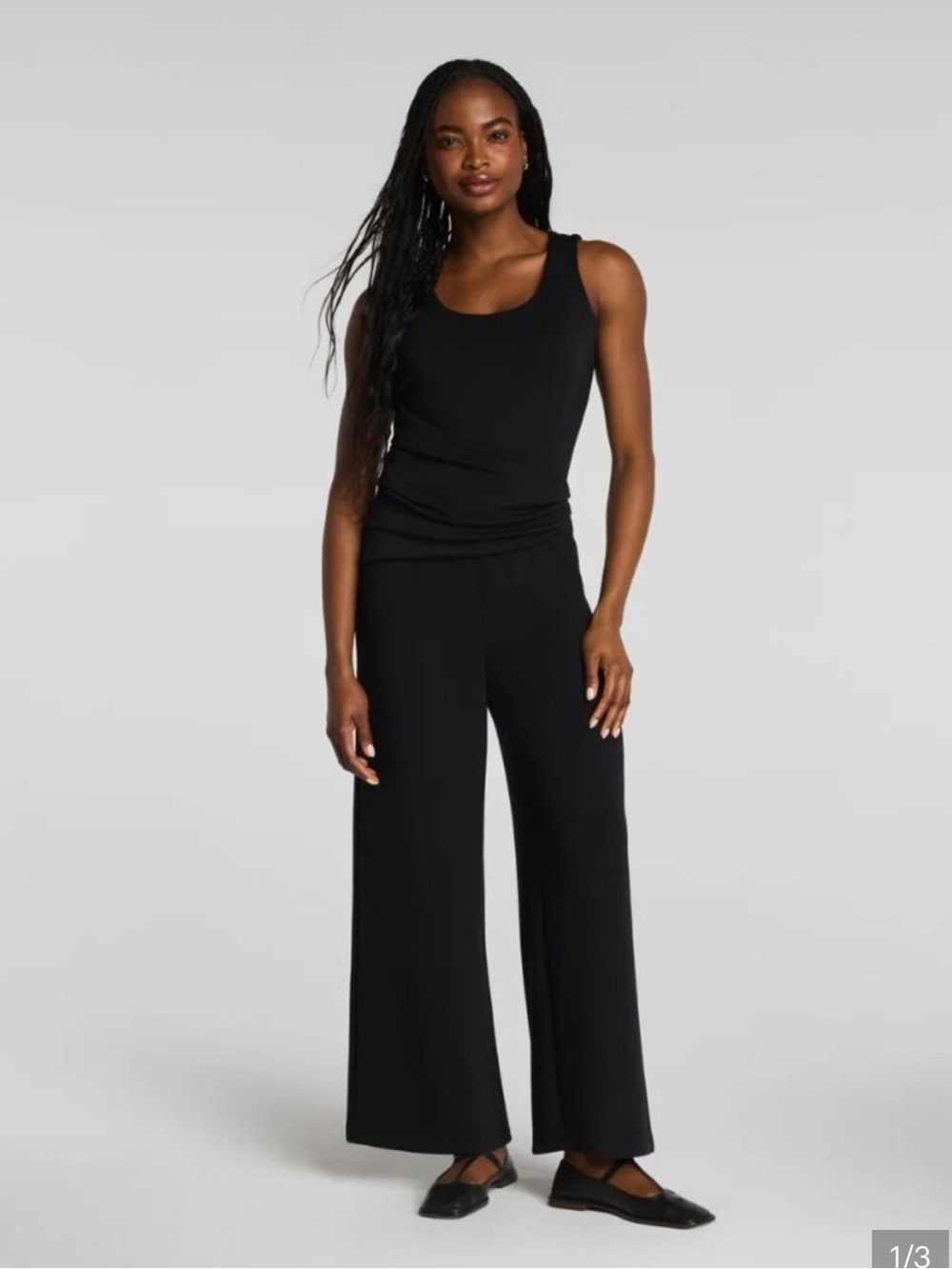SPANX Black AirEssentials® Draped Jumpsuit NWT Size Medium Tall 30"